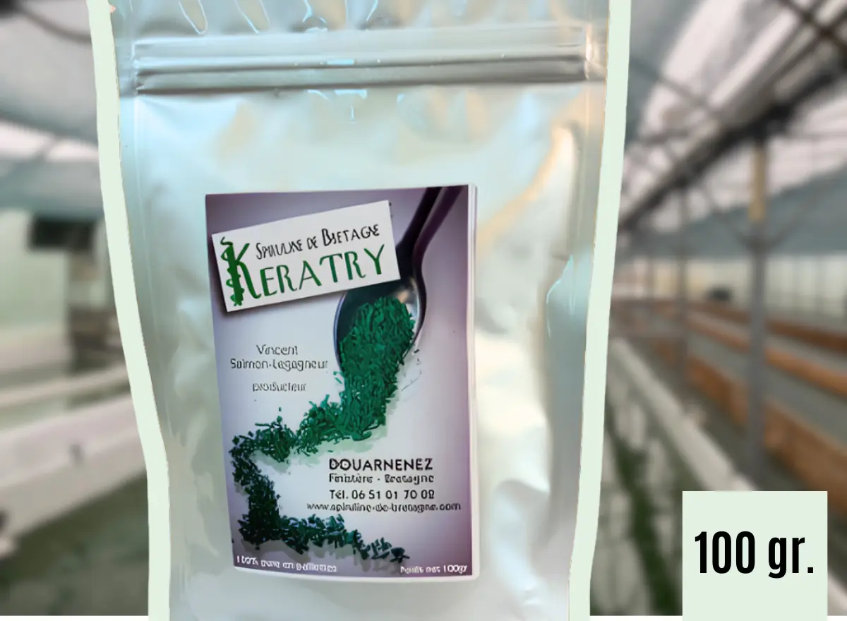 Paillettes de Spiruline en sachet aluminium • 100 grammes