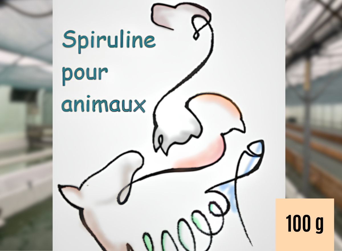 Paillettes de Spiruline pour animaux en sachet de 100 grammes